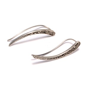 Delicate Ear Crawlers with ornaments made of genuine 925 sterling silver, ear climber, ear jacket, ear cuff image 9