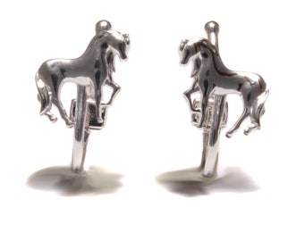 Horses children's ear clips 925 sterling silver recycled girls jewelry nickel-free gift school enrolment for children without pierced ears