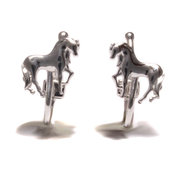 Horses children's ear clips 925 sterling silver recycled girls jewelry nickel-free gift school enrolment for children without pierced ears