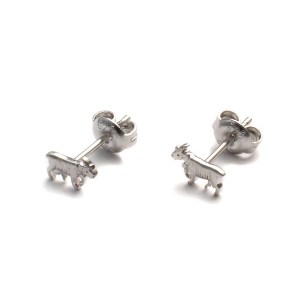 goat ear studs real silver, 925 ear studs nickel free, goat earrings, gift ram lovers, ladies and gentlemen ear studs