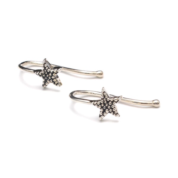 Earclip starfish oxidized, 925 Sterling Silver, star-spotted children's jewellery, ear clip ear nickel free, girls ear jewellery