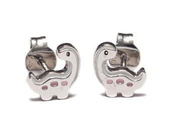 Orecchini a perno in argento sterling a forma di dinosauro