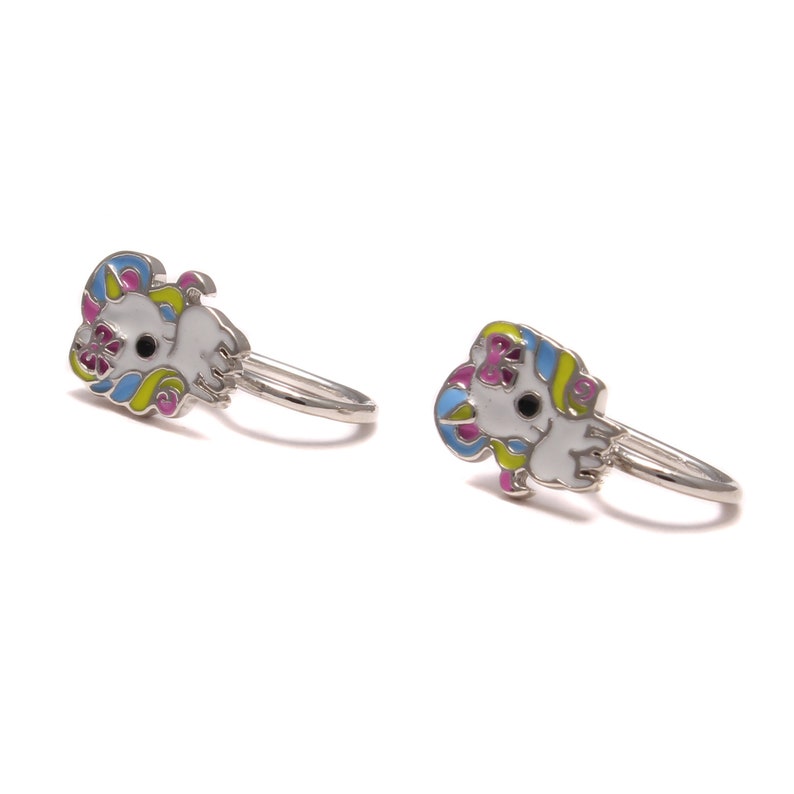 Ear Clip rainbow Unicorn girl Ear jewelry colorful Silver Ear clip nickel-free Children jewelry glitter Children/'s Jewelry 925 Sterling Silver