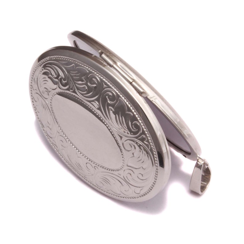 Glad gepolijst ovaal zilveren medaillon gemaakt van 925 sterling zilver afbeelding 6