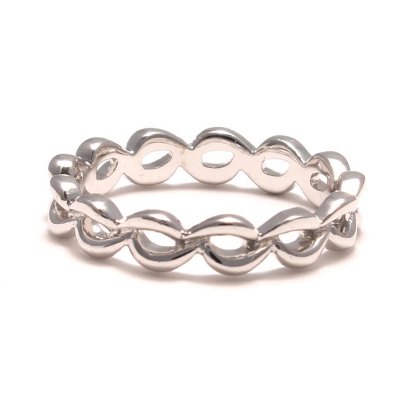 Anillo de infinito Hermoso Anillo De Plata Esterlina 925 en Aprox tamaño de Reino Unido R.
