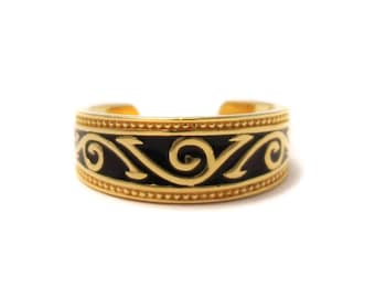 Gold plated Egyptian ornament toe ring in 925 sterling silver