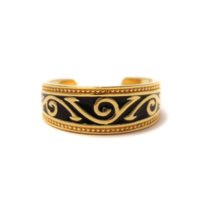 Gold plated Egyptian ornament toe ring in 925 sterling silver image 1