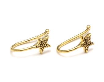 Earclip Starfish gold-plated, 925 Sterling Silver, Star-Spotted Children's Jewelry, Ear Clip Ear Nickel Free, Girls Jewelry