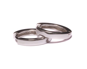 15 mm silver hoop earrings small, 925 sterling silver, real silver earrings, men silver earrings, unisex & nickel free, hinged hoop earrings