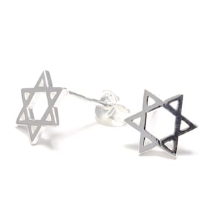 Hexagram silver ear stud 925 sterling silver, star of david earring, star of david ear stud, David star ear stud, silver stud star