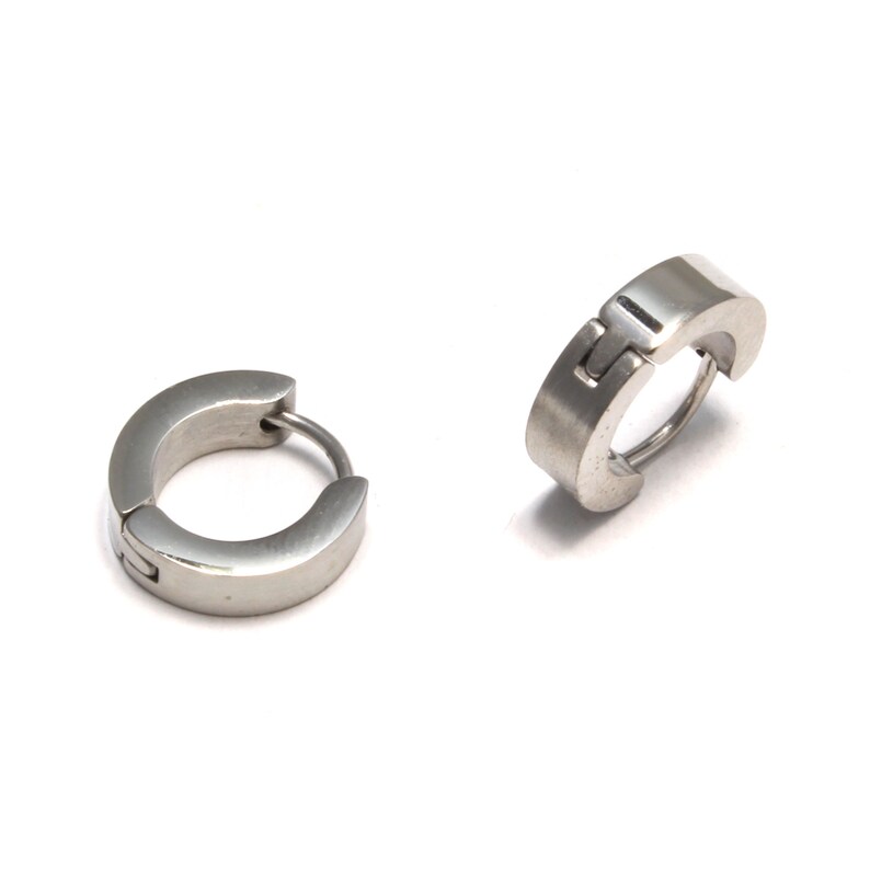 steel hoop earring hinge hoop earring no clasp hoop Small silver folding creoles made of stainless steel stainless steel earring man earring