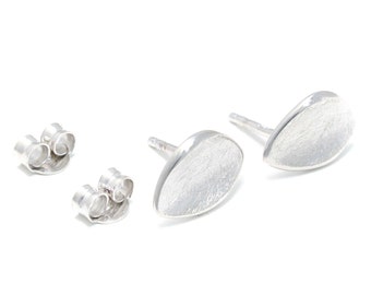 Plain silver ear studs matt rhodium-plated, silver rhodium, matt earrings, ladies' jewelry silver, ladies' ear studs 925 silver