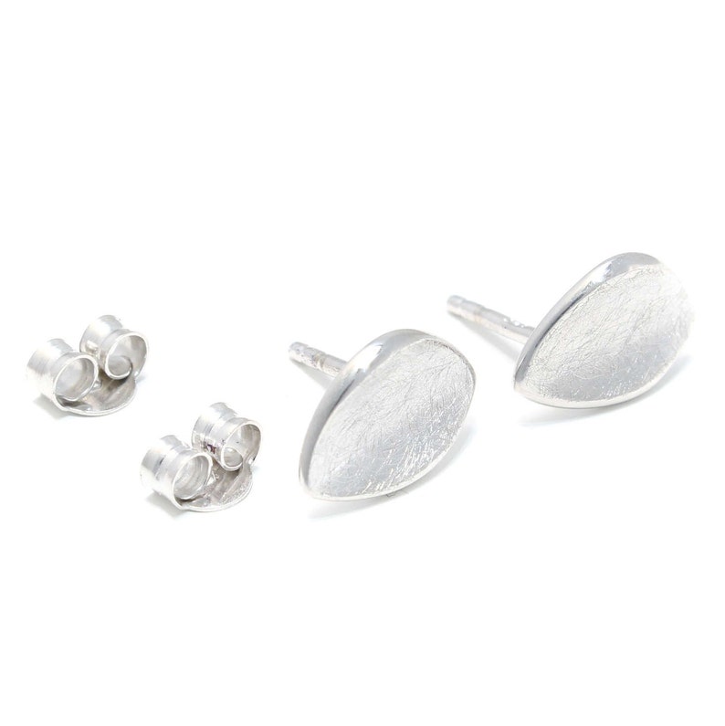 Plain silver ear studs matt rhodium-plated, silver rhodium, matt earrings, ladies' jewelry silver, ladies' ear studs 925 silver image 1