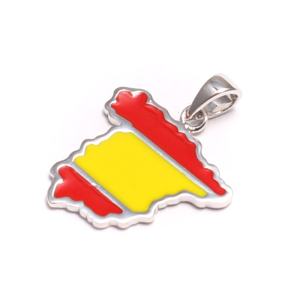 Collana Con Ciondolo Mappa Della Spagna In Acciaio Inox - Colorata E Personalizzata - Regalo Patriottico