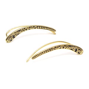 Earcrawler delicate gold-plated, 925 Sterling silver, Earclimber delicate fine, Ear Cuffs ornate, Ear Jacket enameled, Wave earrings boho