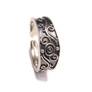 Patterned round open-toe ring in real 925 sterling silver image 10