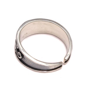 Patterned round open-toe ring in real 925 sterling silver image 9