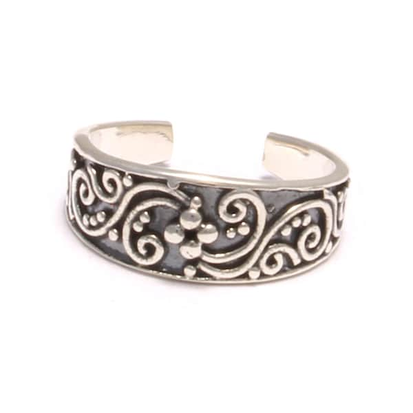 Bloempatroon teenring, teenring Keltisch, 925 sterling zilver, voetsieraden open verstelbaar, boho hippie festival, zomervakantie delicaat zoet