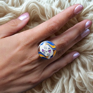 Zweigesicht Ring Silver Yin Yang Enamel Ring colorful Hundertwasser Jewelry 925 Sterling Silver enameled Art Ring Ladies Statement Ring