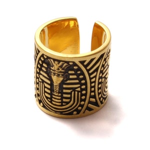 Perlina per barba con motivo egiziano, gioiello per barba, vero argento sterling 925 placcato oro, perlina per dreadlocks, Egitto, faraone, dio, gioielli per capelli, perlina per capelli