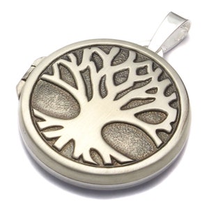Tree of life locket round, 925 sterling silver, friendship jewelry engraving, family secret photo pendant, amulet esoteric to open
