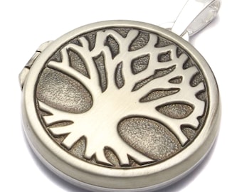 Médaillon arbre de vie rond, argent sterling 925, gravure bijoux d'amitié, pendentif photo secret de famille, amulette ésotérique à ouvrir