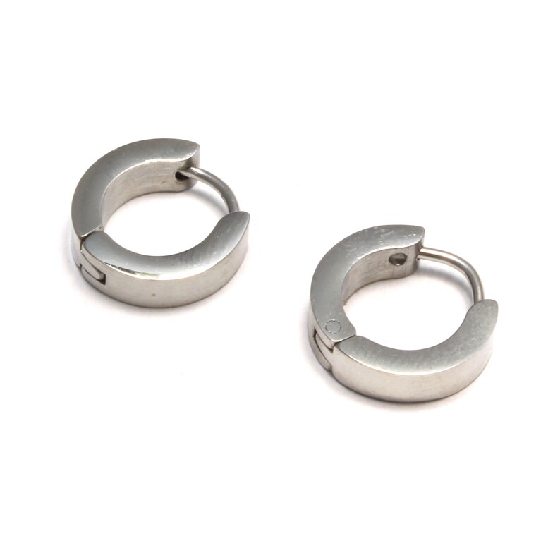 steel hoop earring hinge hoop earring no clasp hoop Small silver folding creoles made of stainless steel stainless steel earring man earring