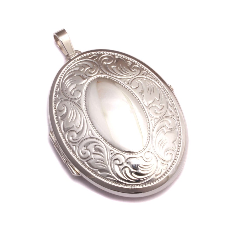 Smooth polished oval silver locket in 925 sterling silver zdjęcie 1