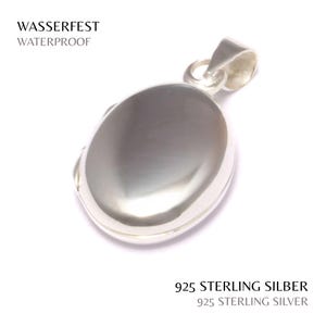 Small smooth oval locket in 925 sterling silver