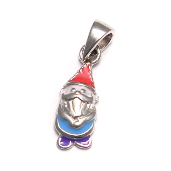 Pendentif Heinzelmännchen 925 argent sterling, pendentif chaîne nain de jardin argent, bijoux pour enfants pendentif chaîne 925, bijoux kawaii en argent