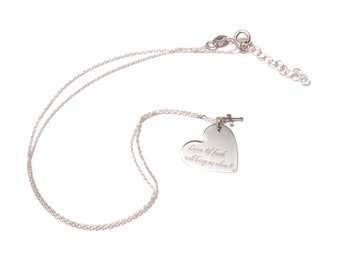 Heart necklace for confirmation or as a christening necklace, made of 925 sterling silver, with heart and cross for love and faith