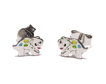 Triceratops stud earrings dinosaur lover 925 sterling silver girls boys unisex children's jewelry dinosaur earrings silver recycled jewelry