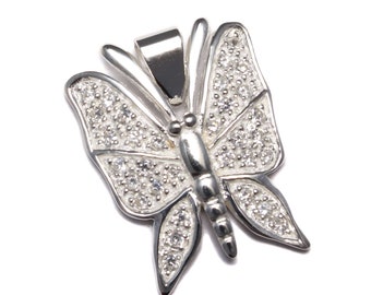 Glitzer Schmetterling Ketten Anhänger 925 Sterling Silber Frauen Schmuck echt Silber Symbol Transformation Verwandlung innere Schönheit