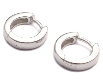 12 mm silver hoop earrings small, 925 sterling silver, genuine silver earrings mini, men's silver hoop earrings, unisex earrings nickel-free