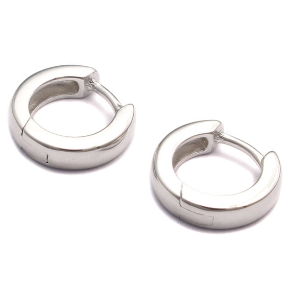 Set 4 Paia Orecchini A Cerchio In Argento 925 - Piccoli Cerchi 12mm E 5mm, Con Zirconi, Per Più Piercing, Ipoallergenici