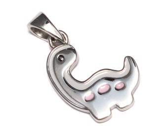 Dinosaurier Brontosaurus Brachiosaurus Kinder Anhänger 925 Sterling Silber unisex Kinderschmuck recyceltes Silber Jungen Kettenanhänger süß