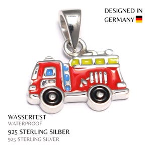Feuerwehrauto Kinder Anhänger 925 Sterling Silber Mini Charm | 12 x 8 mm