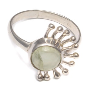 Prehnite Ring Boho Chic, 925 Sterling Silver, Bohemian Gemstone Ring green, Silver Ring Women Gift, Gemstone Jewelry