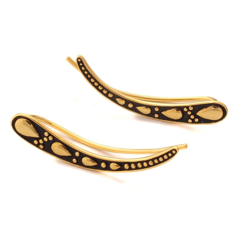 Bohemian Earcrawler mit Tropfendesign – 925 Silber vergoldet, fein und verspielt.