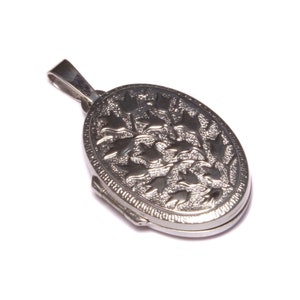 Medaglione in argento sterling 925 con motivo a viticci di fiori, medaglione chiudibile a chiave, catena di medaglione fotografico, ciondolo di memoria fotografica, regalo di condoglianze immagine 1