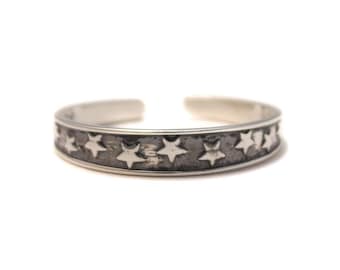 Star toe ring for big toe in 925 sterling silver