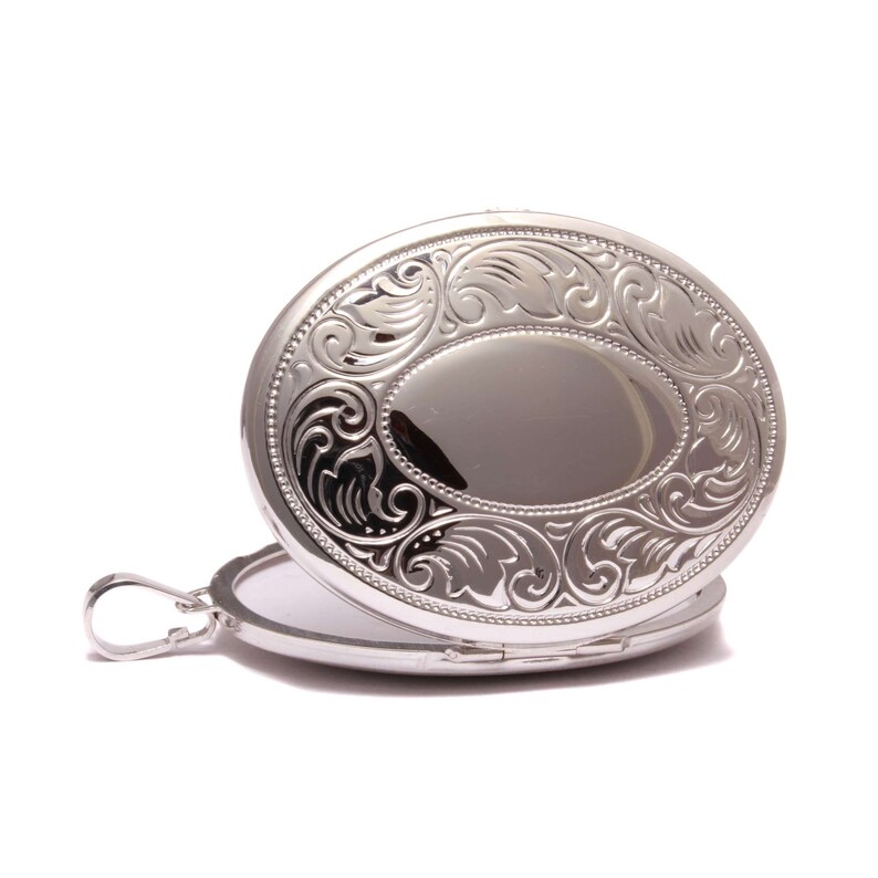 Smooth polished oval silver locket in 925 sterling silver zdjęcie 2