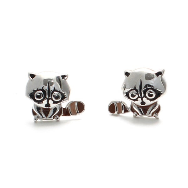 Raccoon stud earrings made of real 925 sterling silver, raccoon earring, raccoon plug, raccoon ear stud, raccoon jewelry, children's jewelry