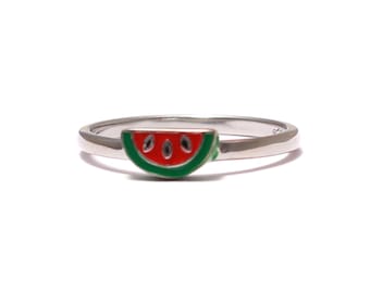 Wassermelone Ring aus 925 Sterling Silber
