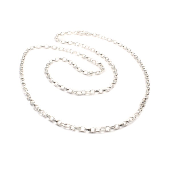 60 cm Kette aus echt Silber, Erbskette für Anhänger, Unisex Silberkette Damen und Herren, Kette lang, Silber Gelbgold und Rosegold vergoldet