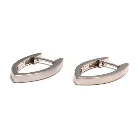 Elliptische 925 Silber Damen Ohrringe als glatte Sterling Silber Creolen