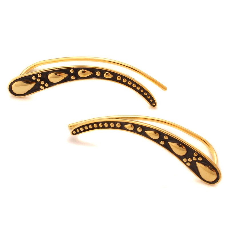 Ornament Earclimber für Damen – Tropfenform, vergoldetes 925 Silber, zart & filigran.