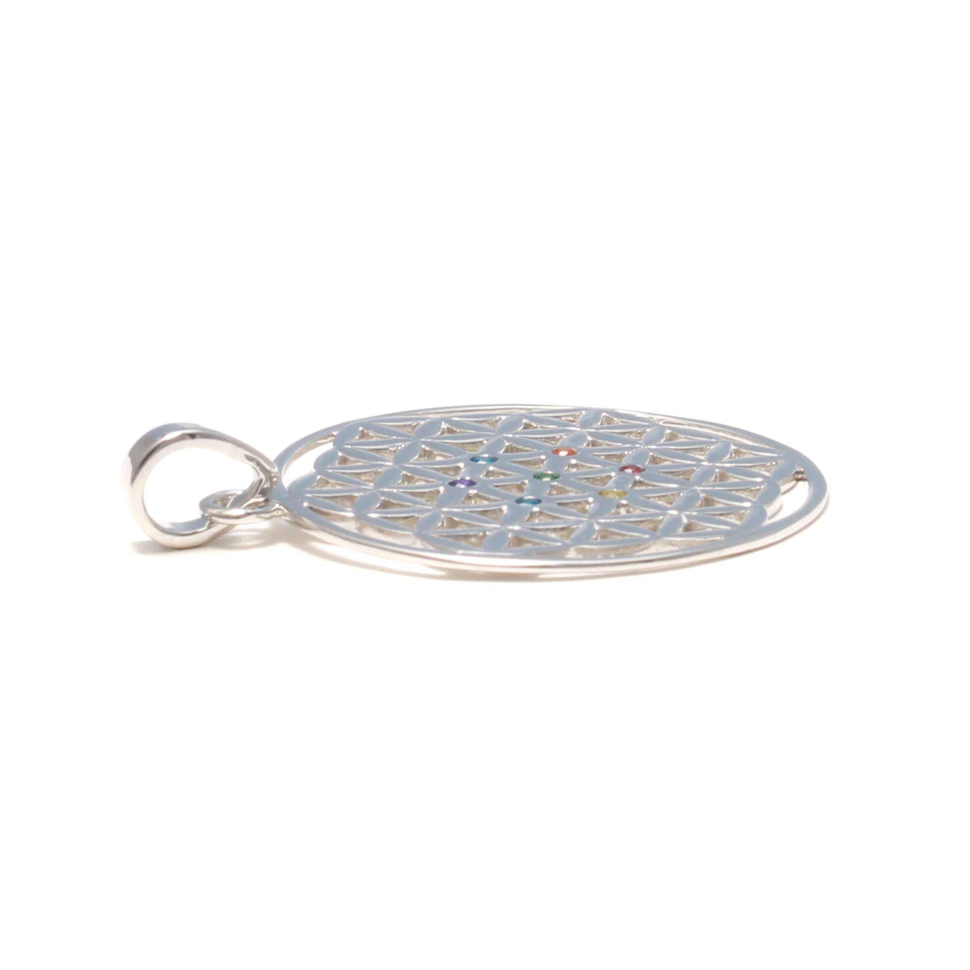 Pendentif Fleur De Vie En Argent 925 Sterling Avec Zircon - Collier Symbolique Neuf Avec étiquette