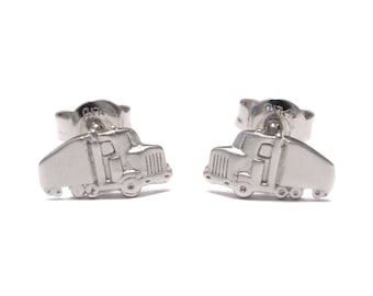 Boucles d'oreilles à tige de camion en argent sterling 925, boucles d'oreilles pour hommes, bijoux de véhicule unisexes, clous en argent véritable, drôles avec personnalité