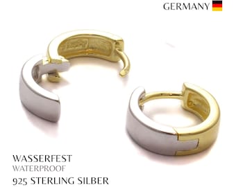 925 Sterling silver hoop earrings, genuine gold-plated earrings, ladies' earrings in genuine silver, fancy earrings for men, clip clasp hoop